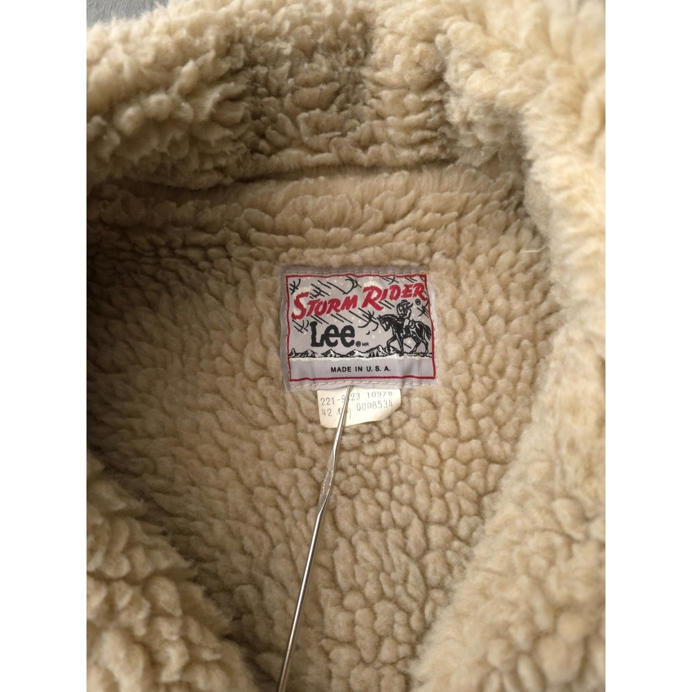 Vintage 1970s Lee Storm Rider Beige Corduroy Fleece Lined Barnstormer Coat 42 - Picture 4 of 14